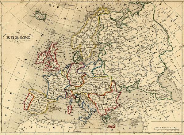 Europe 1843  (carte Alexandre Vuillemin,1812-1886)