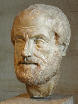 Aristote. Copie romaine  (Ier ou IIe s. ap. J.-C.)  (Musée du Louvre).