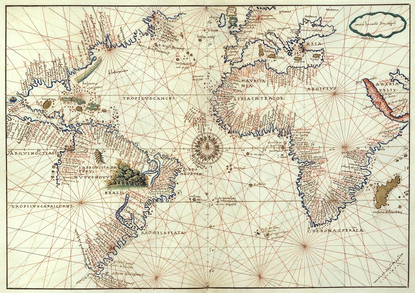 Carte de l'Océane Atlantique, Battista Agnese (1544), Catalogue de la BNE