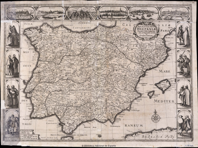 Carte historique et géographique des Royaumes d'Espagne et du Portugal  (1705 -1739)   BNE (Biblioteca digital)